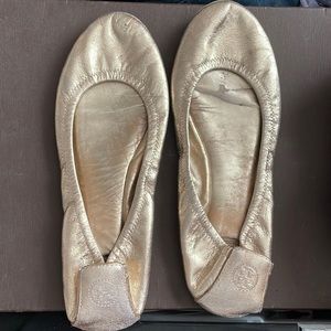 Tory Burch gold flats
